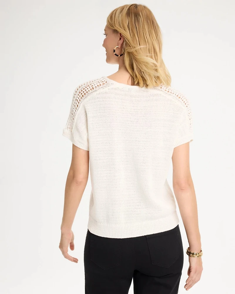 Pointelle Stitch Pullover Sweater
