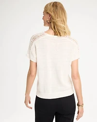 Pointelle Stitch Pullover Sweater