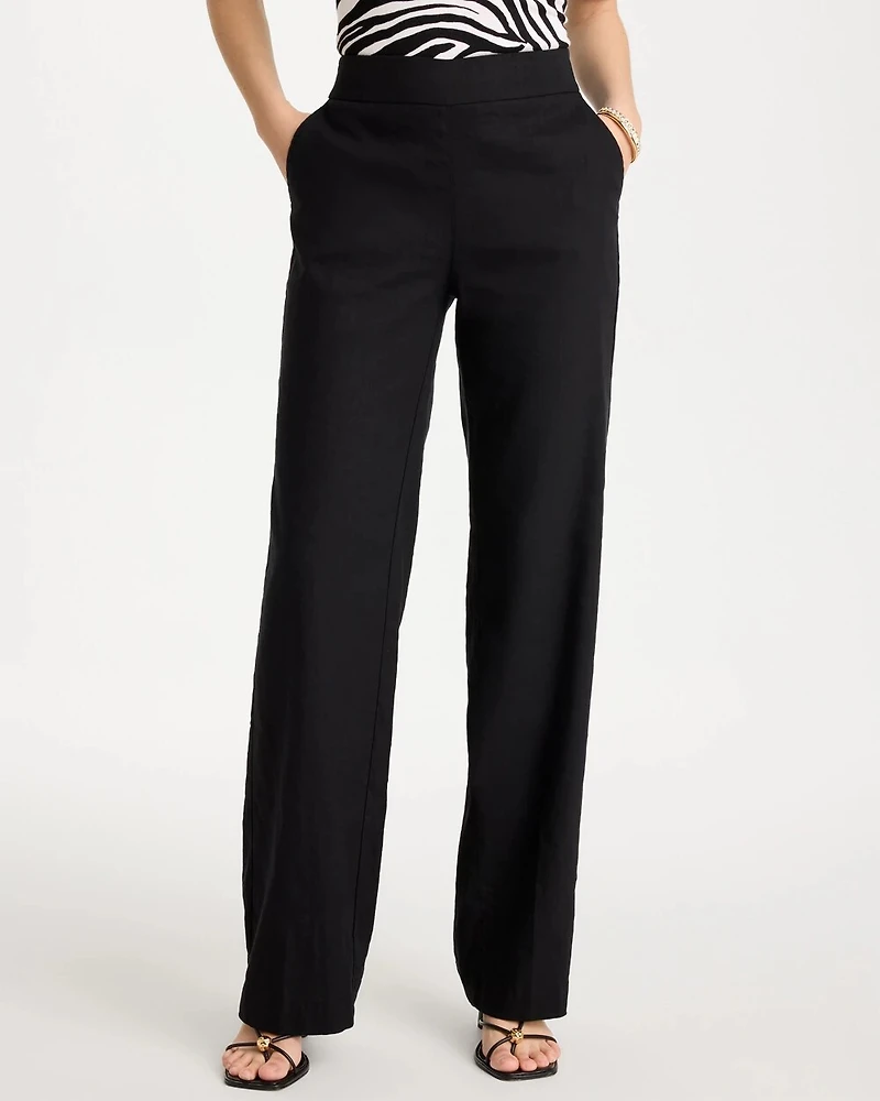 Pull-On Wide-Leg Linen Pants