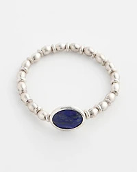 Silver Tone Agate Stretch Bracelet