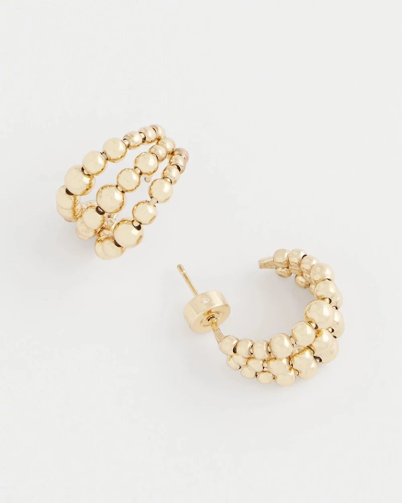 Gold Beaded Mini Hoop Earrings