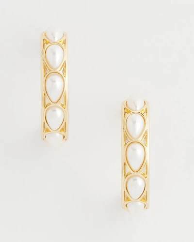 No Droop® Faux Pearl Hoop Earrings