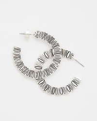 Crinkled Silvertone Hoop Earrings