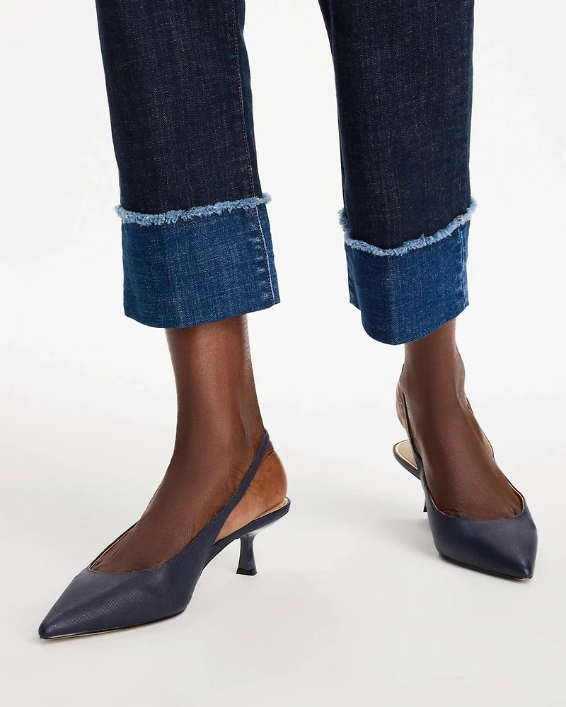 Girlfriend Frayed High-Rise Jeans