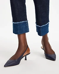 Girlfriend Frayed High-Rise Jeans