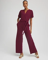 Belted Dolman-Sleeve Jumpsuit