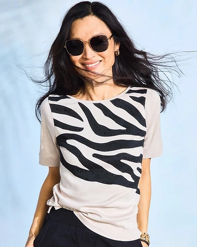 Zebra Pima Elbow Sleeve Tee