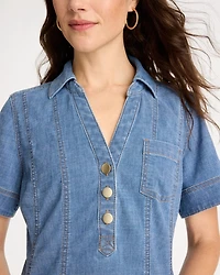 Soft-Stretch Hemp Denim Shirtdress