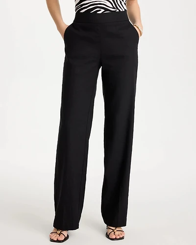 Pull-On Wide-Leg Linen Pants