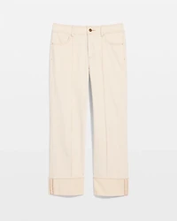 Pintuck Cuffed Cropped Jeans