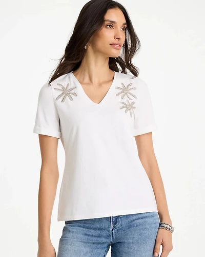 Cotton Stretch Palm Sequin Tee
