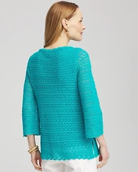 Pointelle Bateau-Neck Pullover Sweater