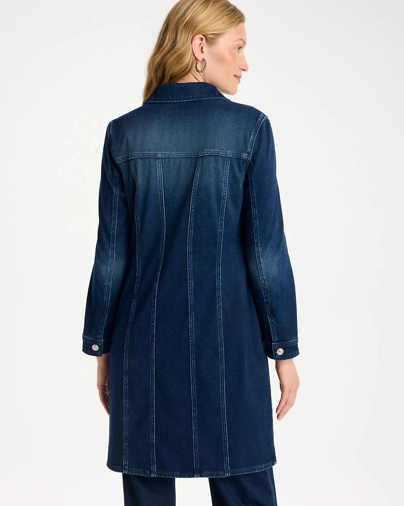 Knit Denim Elongated Topper