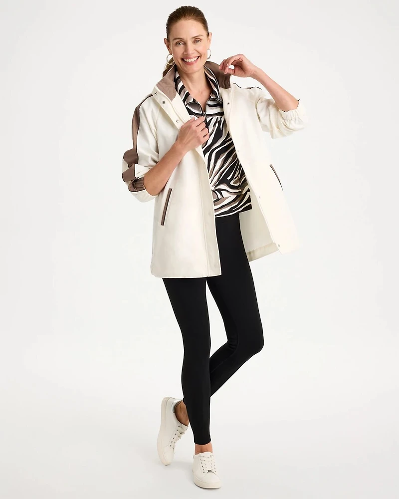 Zenergy® Faux Leather Detail Rain Jacket