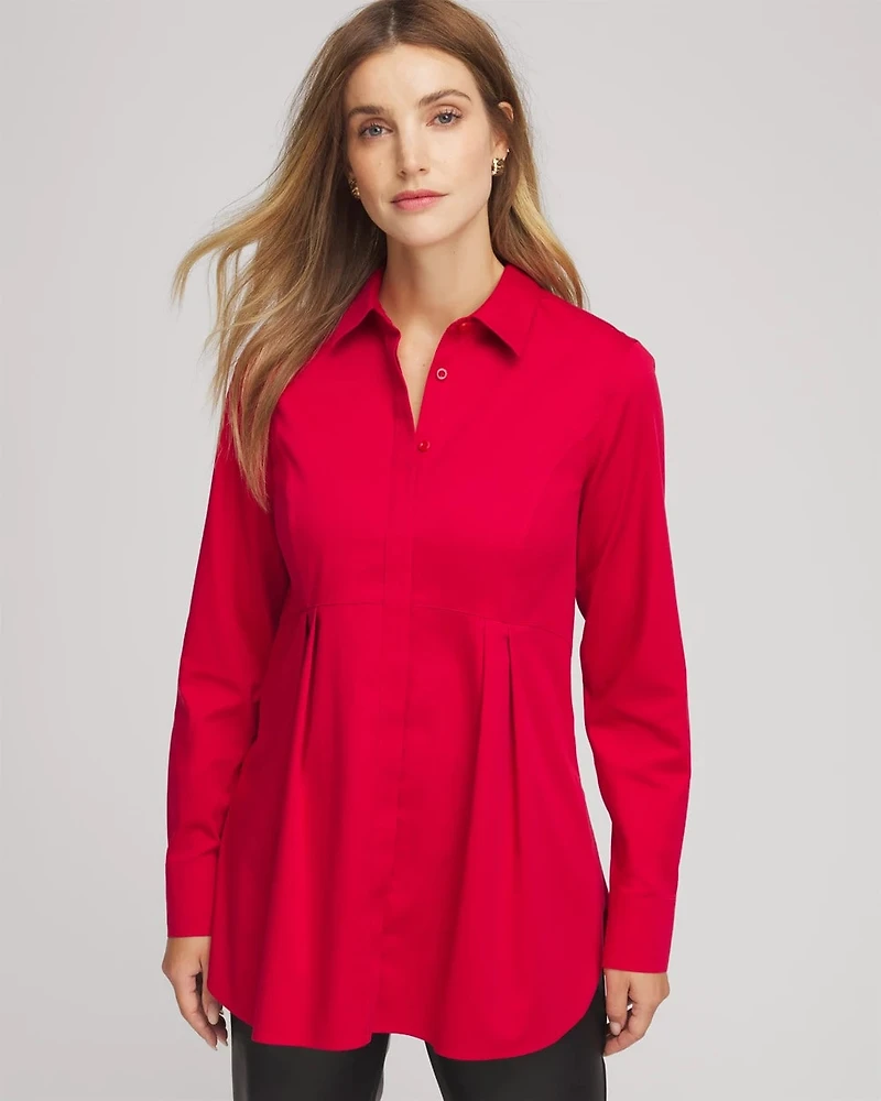 No Iron™ Peplum Pleated Shirt