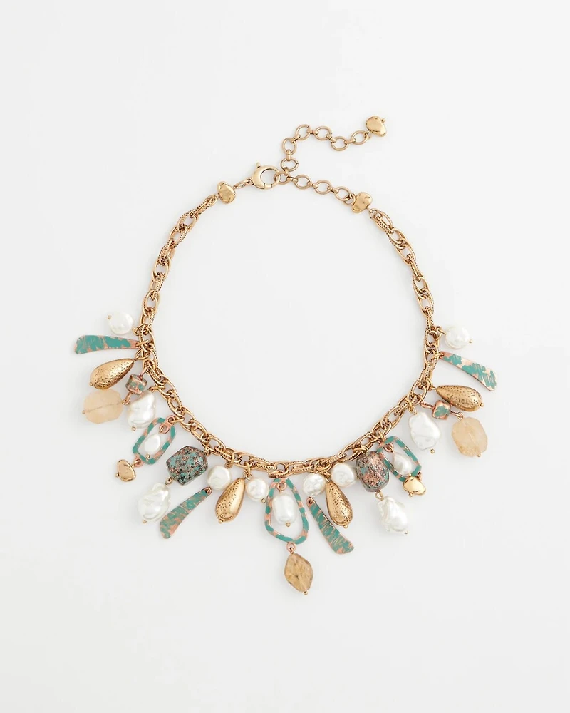 Copper Charm Bib Necklace