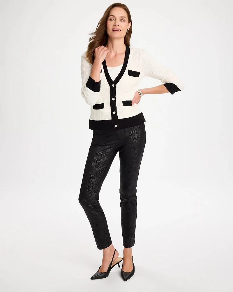 Tweed Braided V-Neck Cardigan