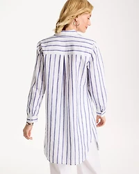 Linen Metallic Striped Duster Shirt
