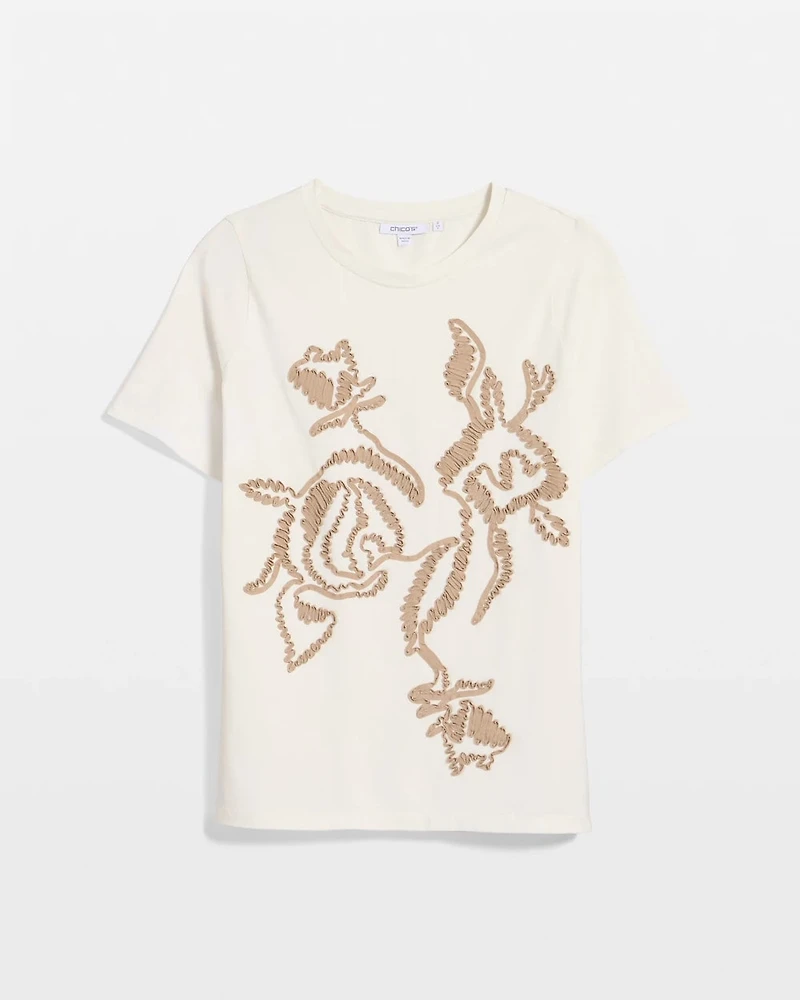 Soft-Stretch Cotton Applique Tee