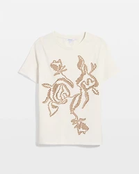 Soft-Stretch Cotton Applique Tee