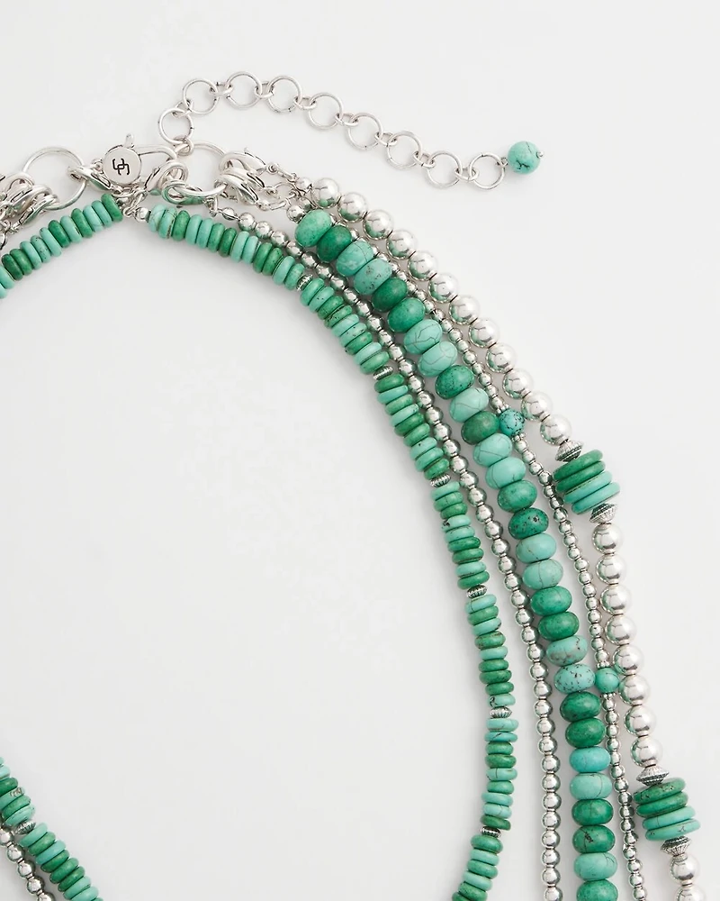 Chico's Originals Long Turquoise Stone Convertible Necklace