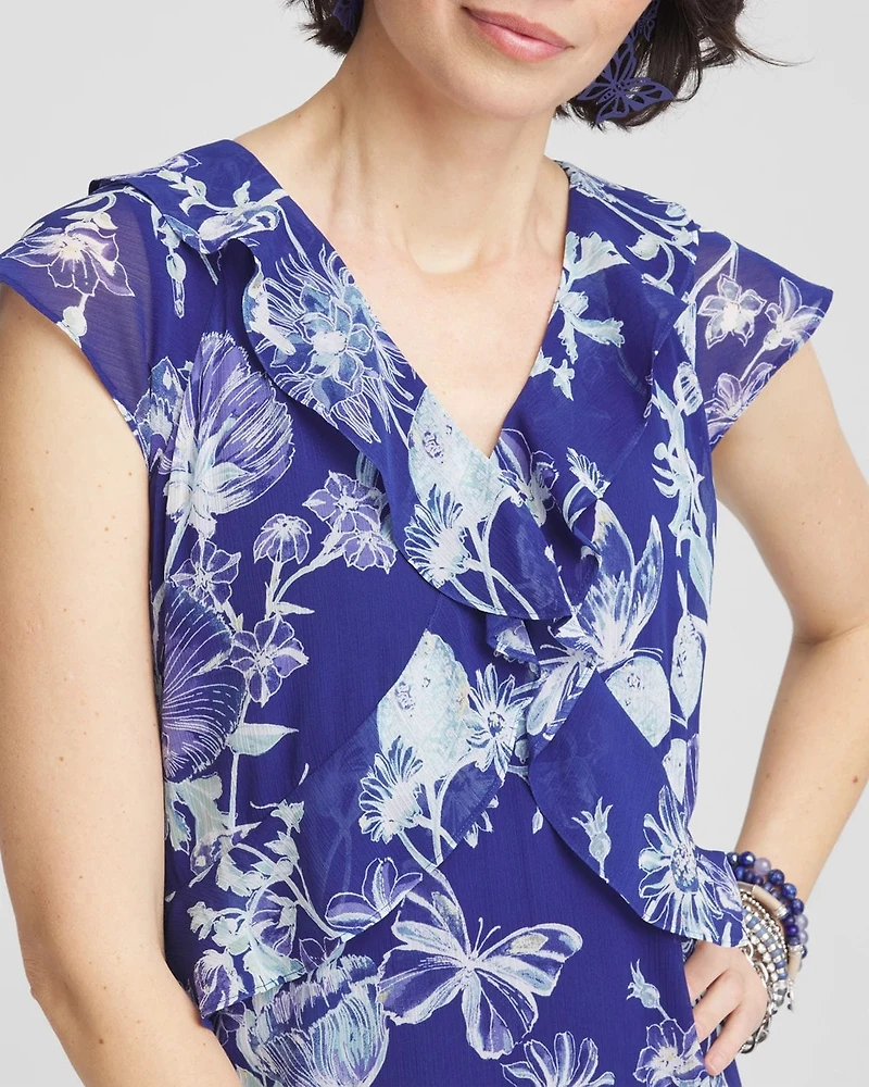 Fit and Flare Chiffon Ruffle Dress