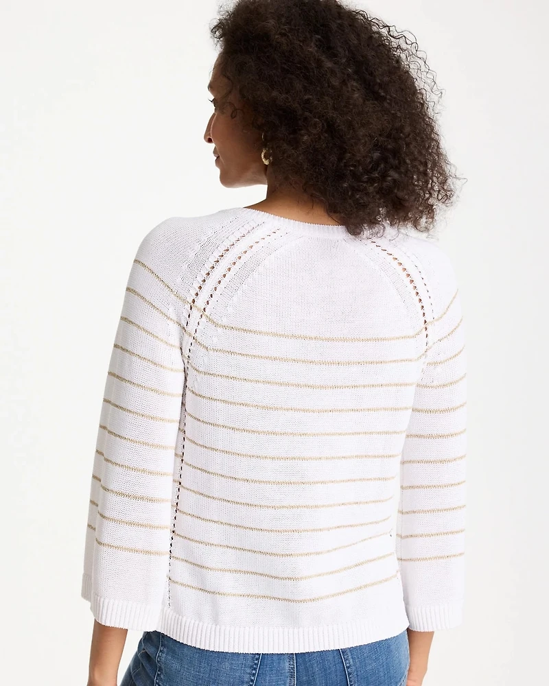 Metallic Striped Pullover Sweater