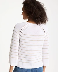 Metallic Striped Pullover Sweater