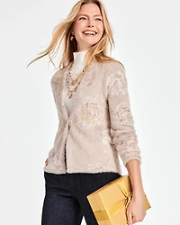 Fuzzy Jacquard Boyfriend Cardigan