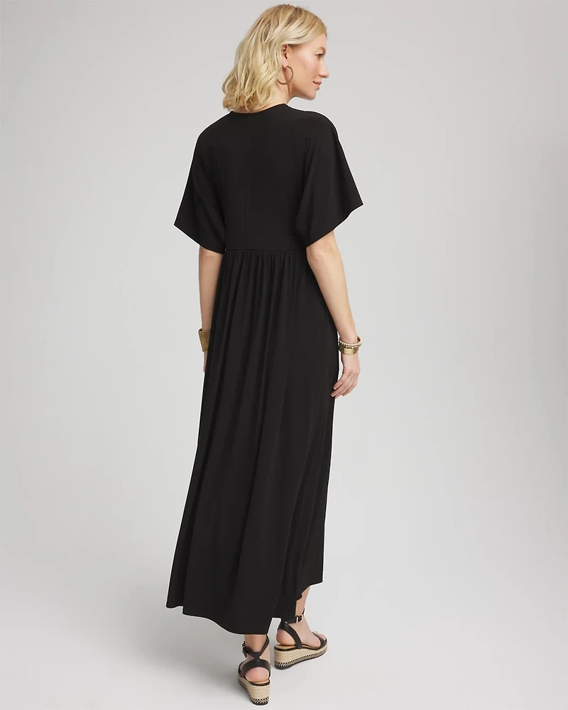 Flutter-Sleeved Jersey Maxi Dress