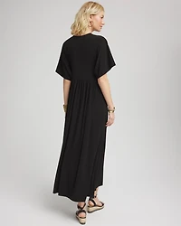 Flutter-Sleeved Jersey Maxi Dress