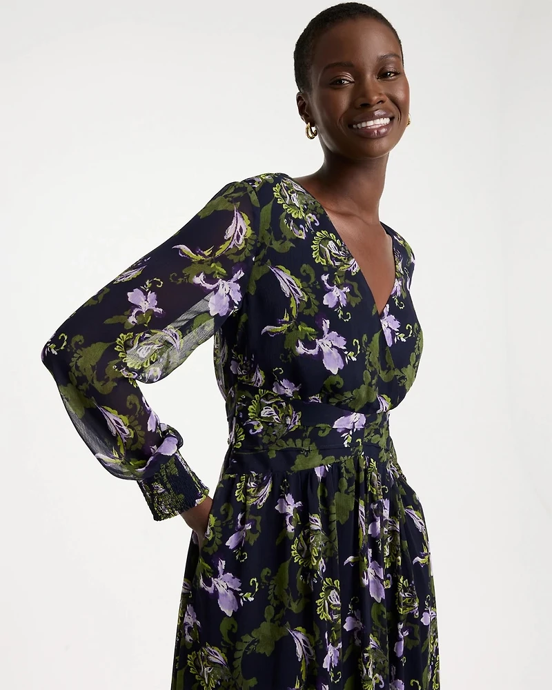Crinkle Chiffon Surplice Maxi Dress