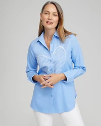 No Iron™ Stretch Embroidered Heart Shirt