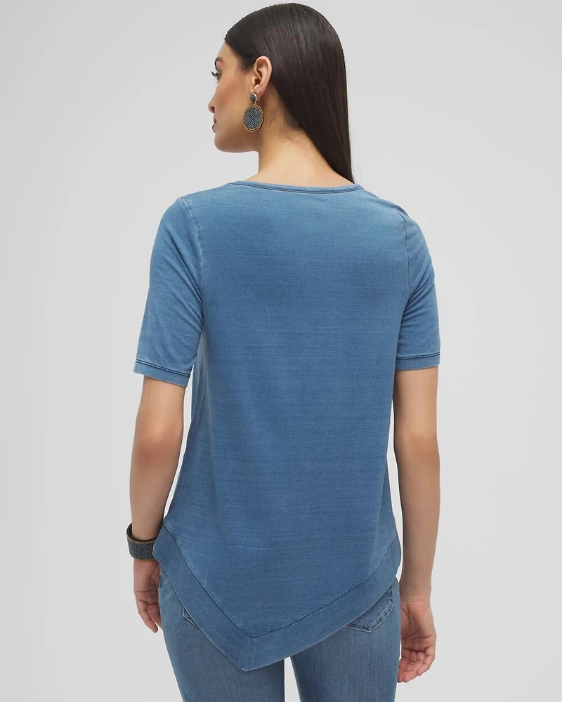 Faux Denim Asymmetrical Tee