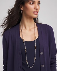 Mixed Metal Link Long Necklace