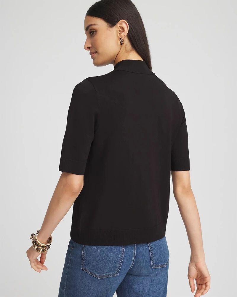 Elbow Sleeve Mock Neck Sweater