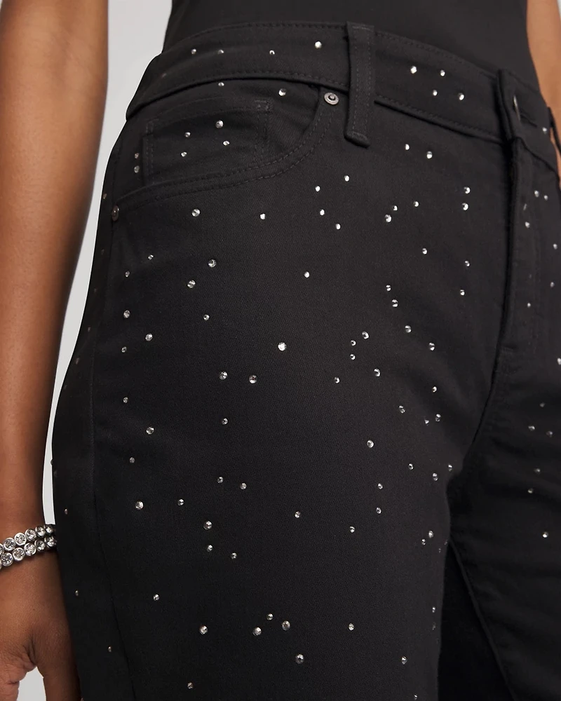 Stone Embellished Girlfriend Slim Ankle Jeans