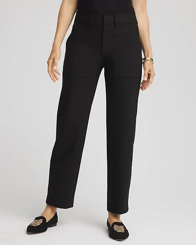 Bi-Stretch Straight Cropped Ankle Pants