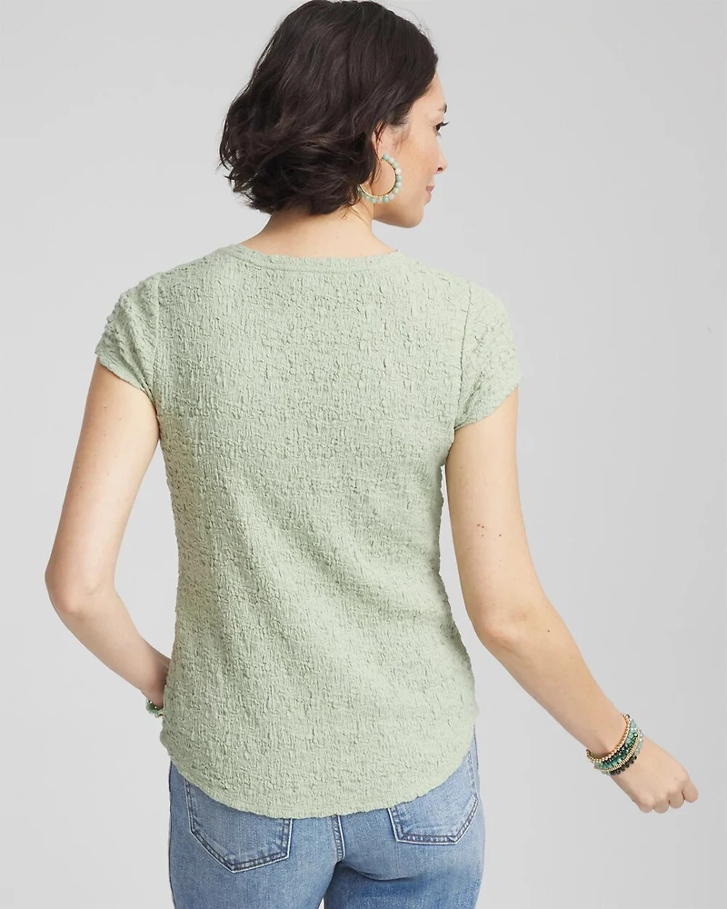 Textured Cap Sleeve Tee