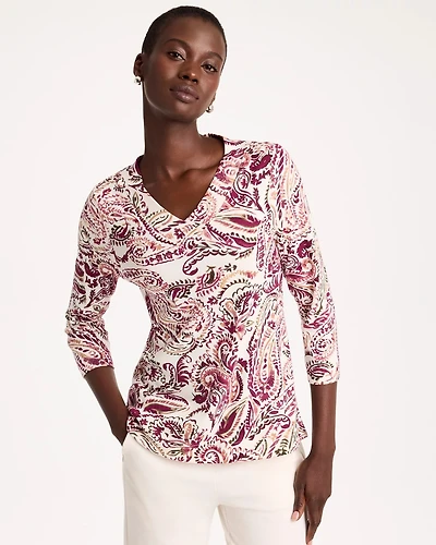 Paisley Pima Cotton 3/4 Sleeve Tee