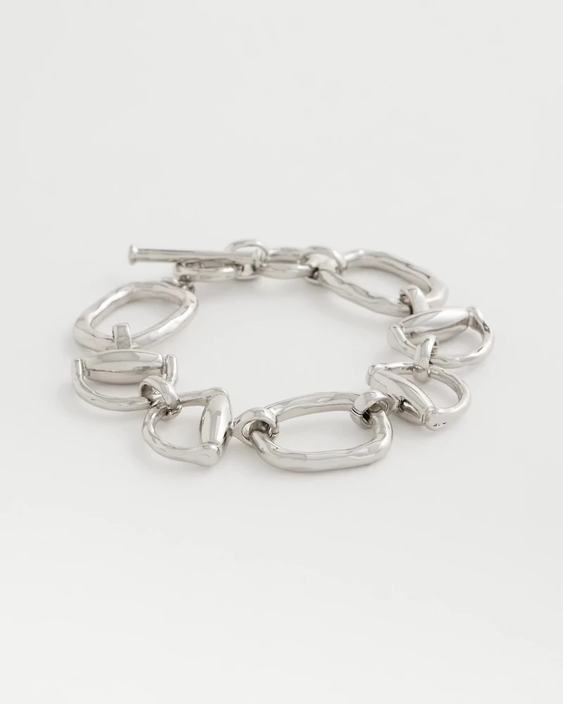 Silvertone Open Link Toggle Bracelet