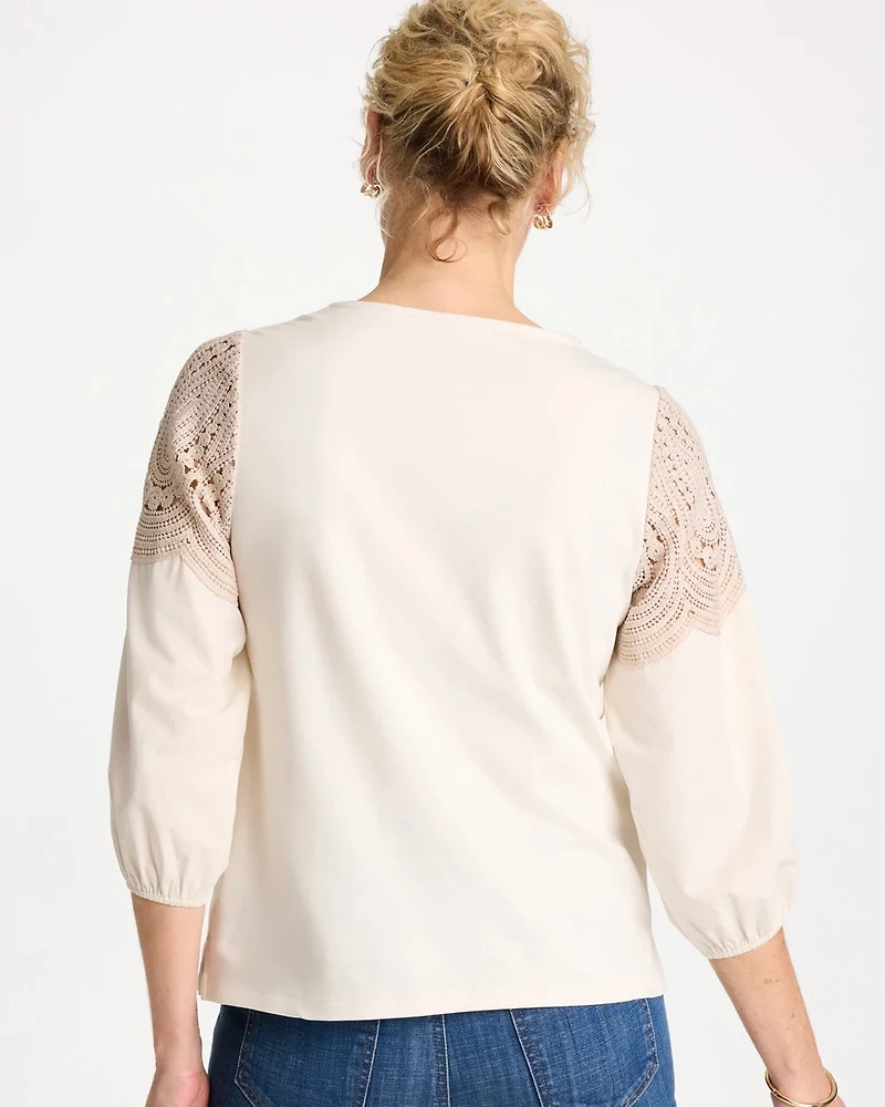 Lace Crochet Sleeve Tee