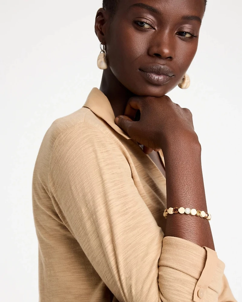White Enamel Stretch Bracelet