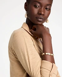 White Enamel Stretch Bracelet