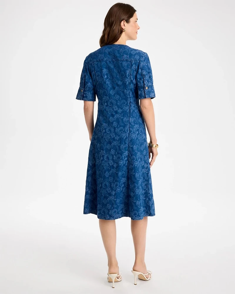 Cotton Jacquard Midi Dress