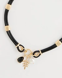 Faux Leather Charm Necklace