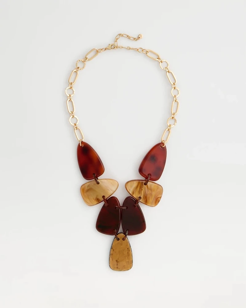Orange Neutral Resin Bib Necklace