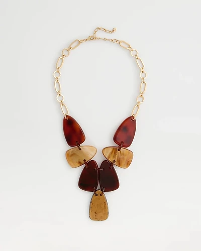 Orange Neutral Resin Bib Necklace