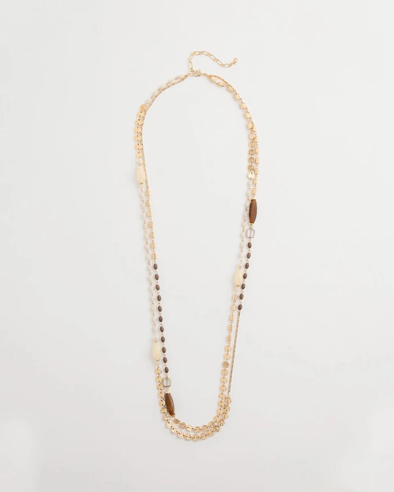 White Cognac Double-Strand Necklace