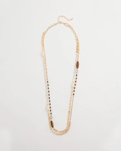White Cognac Double-Strand Necklace